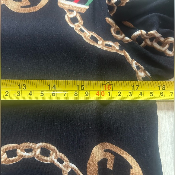 Black Buttons Dress Shirt with Gold Chain and Stripe Design - Picture 5 of 7